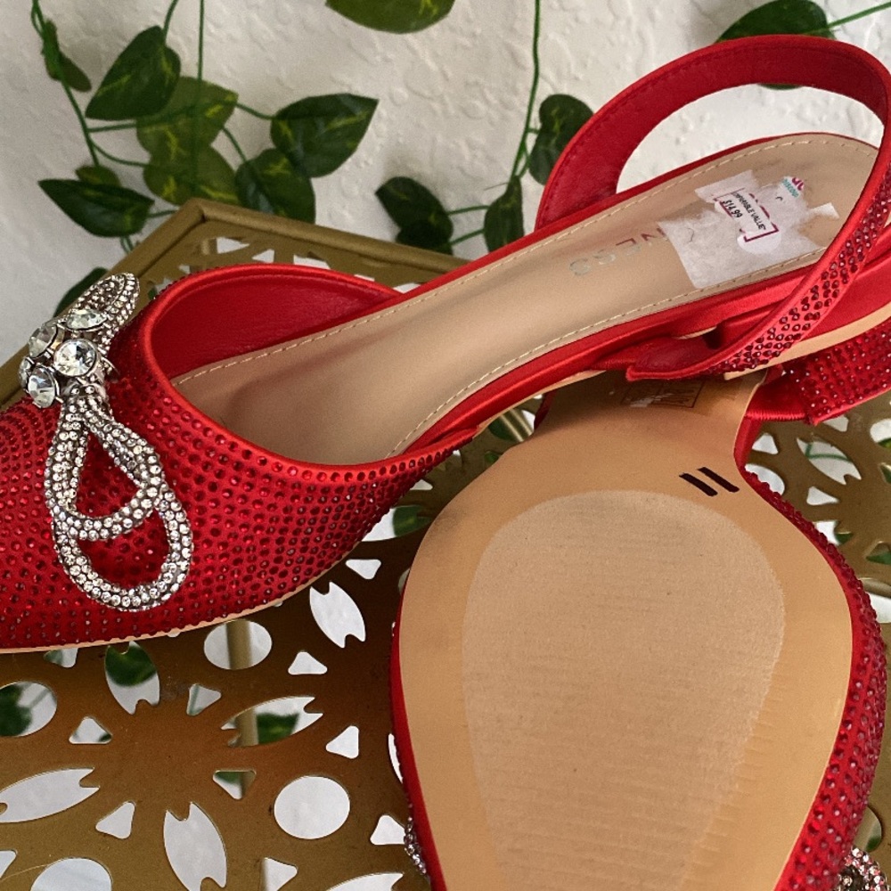 Guess Red Rhinestone Flats with Slingback - Picture 3 of 3
